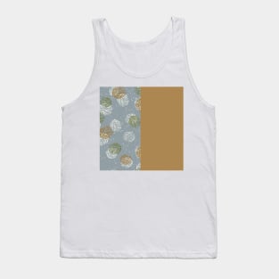 Gold Vertical Split Colorful Pinecone Pattern on Green Gray Tank Top